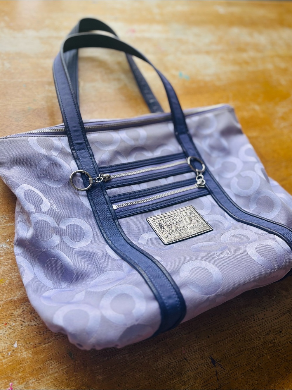 Coach Lavender Vintage y2k Poppy Tote with Dark Purple Trim 14530 - Picture 2 of 14